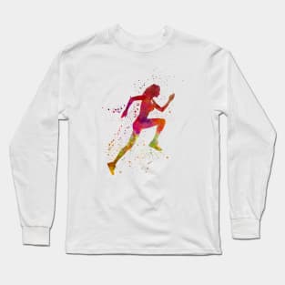 woman runner running jogger jogging silhouette Long Sleeve T-Shirt